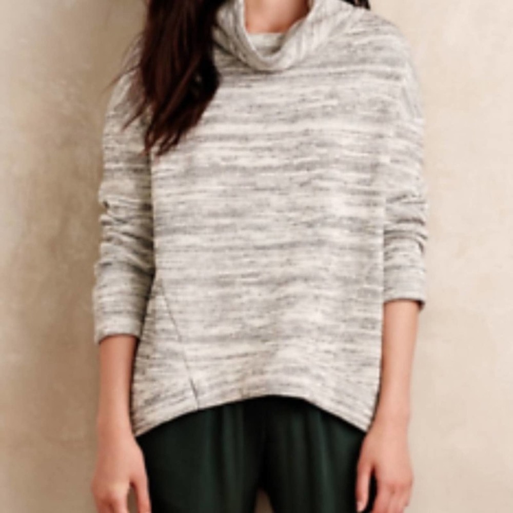 Anthropologie Saturday Sunday Funnel Space Dye Gray Oversized Sweater Medium